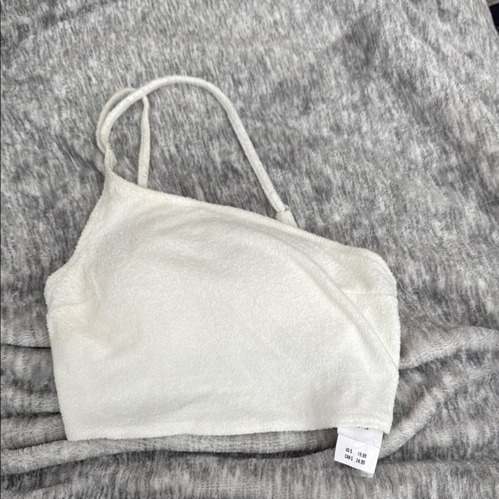 White Asymmetrical Crop Top